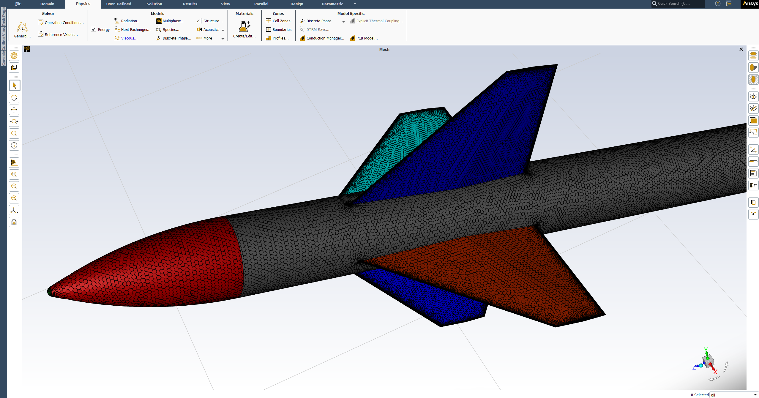 NASA Canard Missile CFD Mesh Generation Using Custom Console Commands in ANSYS Fluent
